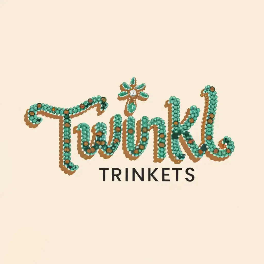 logo, beaded jewelry, with the text "Twinkl Trinkets", typography