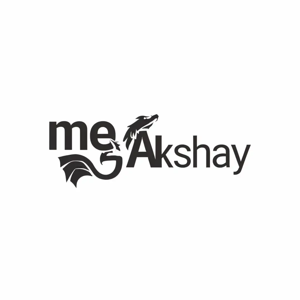 a logo design,with the text "Me Akshay", main symbol:dragon,Minimalistic,be used in Animals Pets industry,clear background