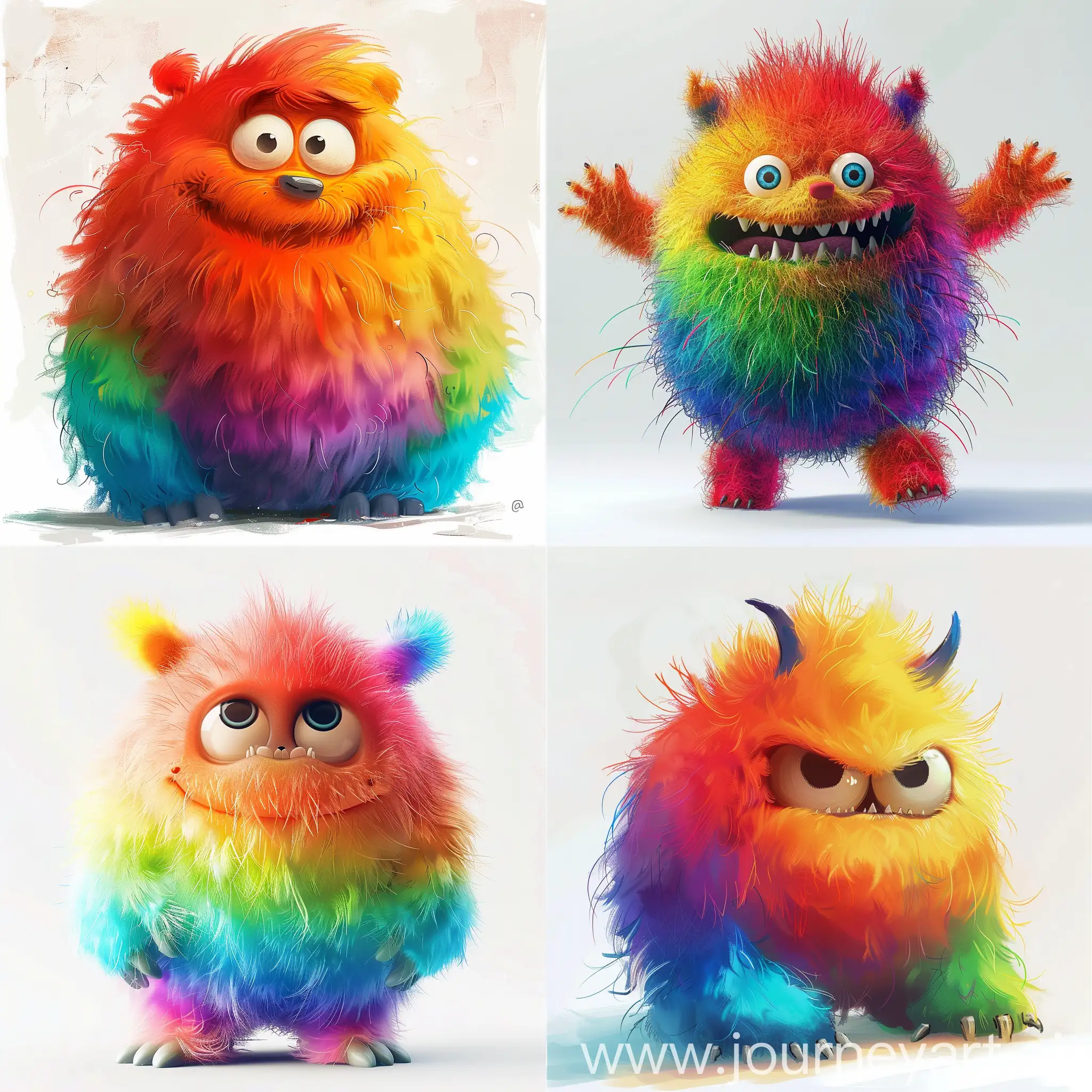 Vibrant PixarStyle Rainbow Furry Monster | JourneyArt