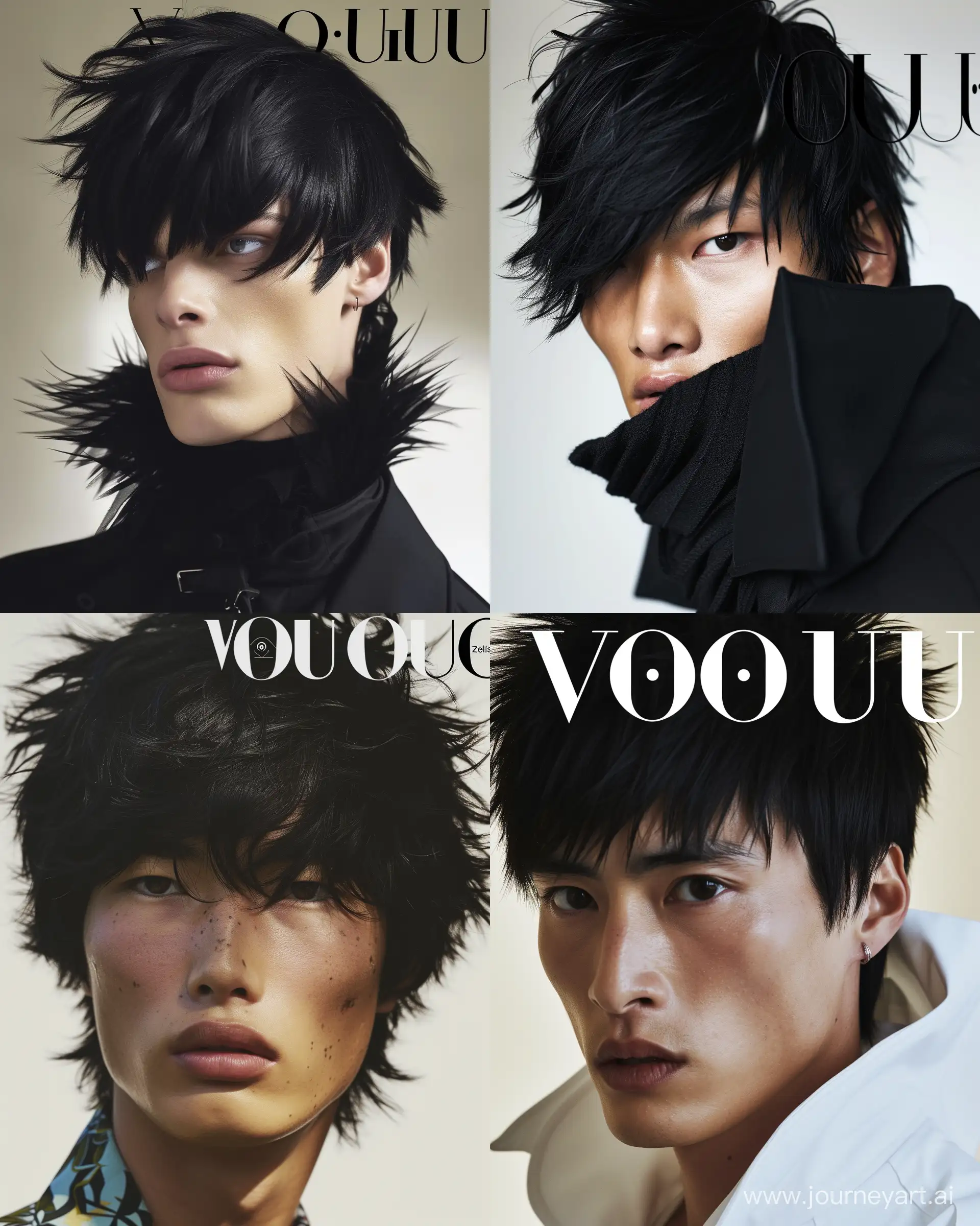 Striking-Man-in-Black-Hair-High-Fashion-Vogue-Cover-by-Miles-Aldridge