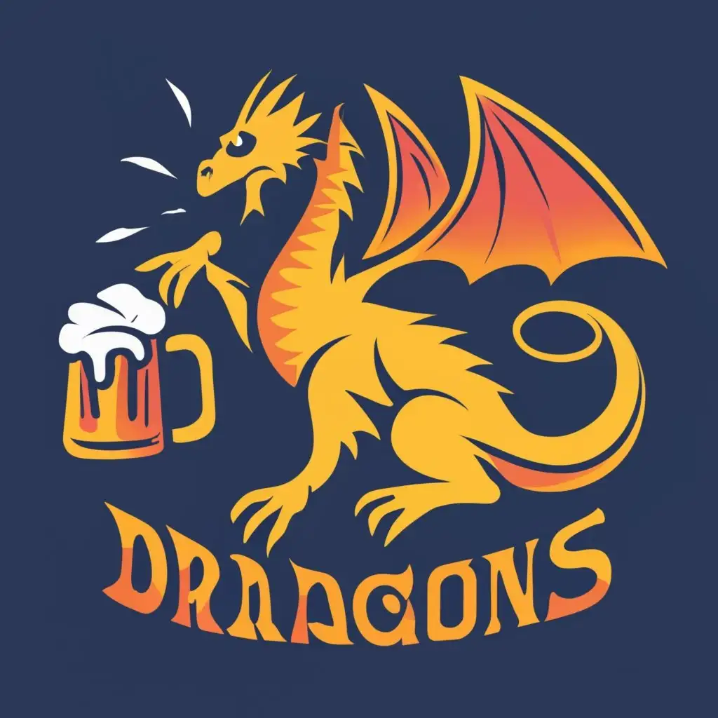 logo, Dragon with beer, with the text "Beer Dragons", typography