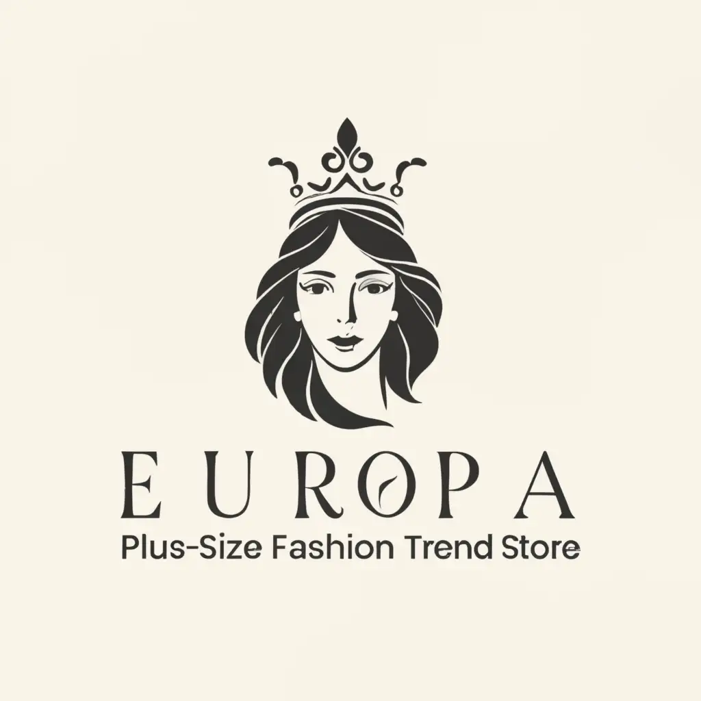 a logo design,with the text "European plus-size women's fashion trend store", main symbol:Europa,Moderate,be used in Retail industry,clear background