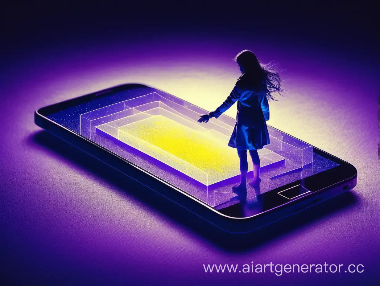 Multilayered-Future-Fantasy-Girl-Emerging-from-Smartphone-in-Mystical-Mist