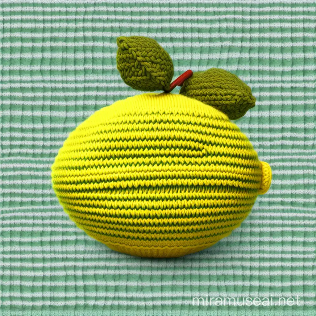 Cheerful Clipart Knitted Lemon with Vibrant Colors
