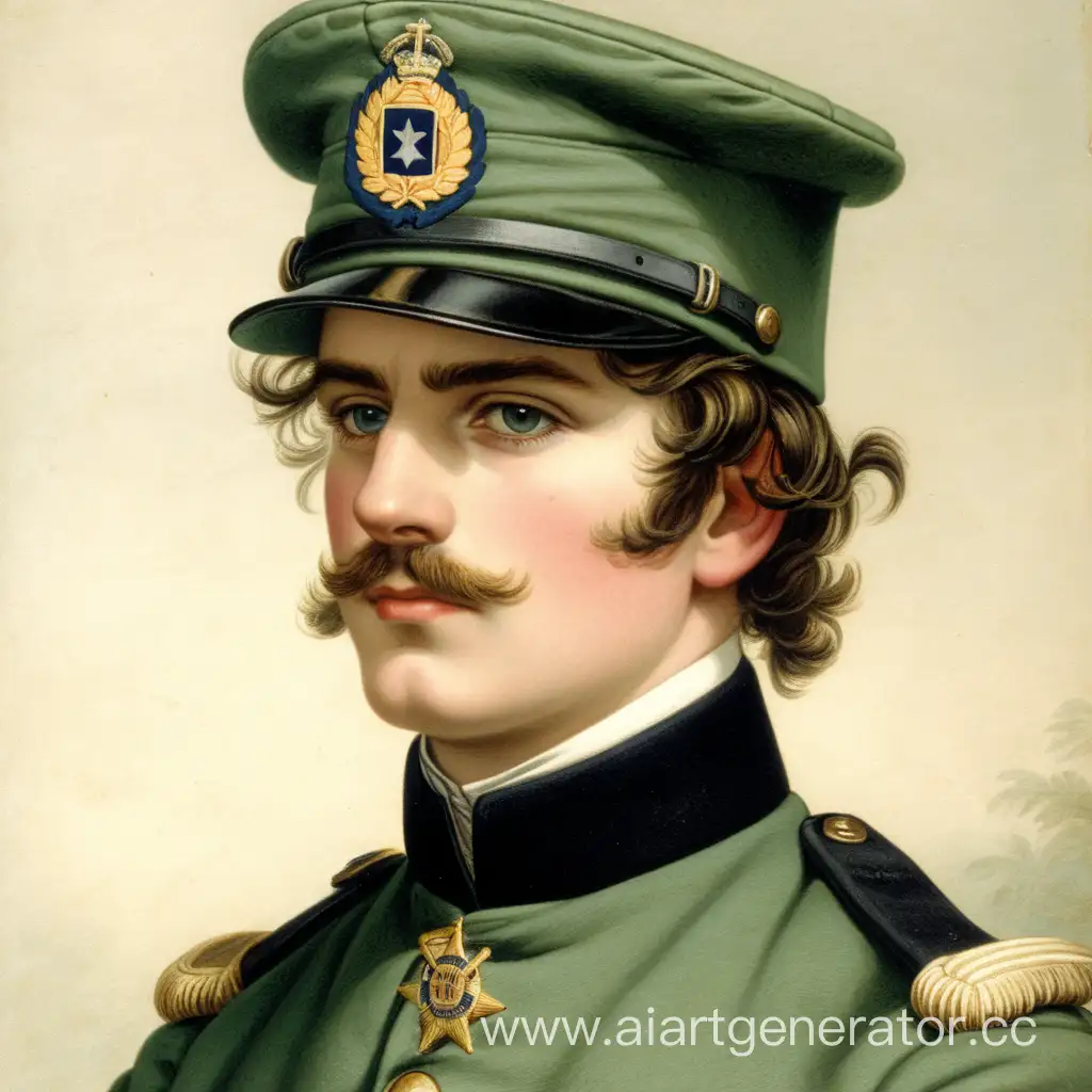 19th-Century-Military-Unterofficer-in-Green-Uniform-5th-Infantry-Corps