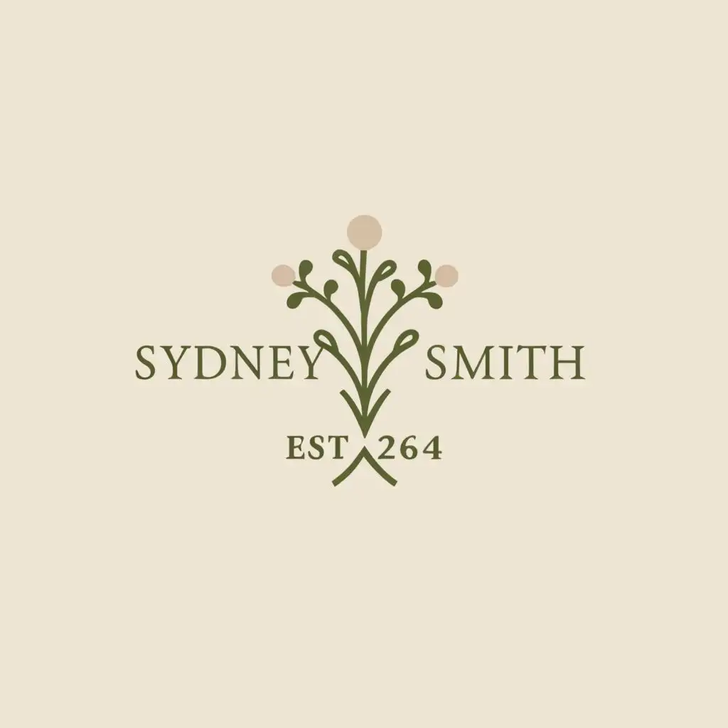 logo, create an elegant logo for Sydney Smith. This should be a high-quality design that truly stands out.

Key Details:

- The logo design should be elegant in style.
- The logo should incorporate both the first and last name: Sydney Smith.
- A flower design with two stems, specifically summer flowers, should be incorporated in the logo.
- The preferred colour palette is sage green, white, and cream, with the text "create an elegant logo for Sydney Smith. This should be a high-quality design that truly stands out.

Key Details:

- The logo design should be elegant in style.
- The logo should incorporate both the first and last name: Sydney Smith.
- A flower design with two stems, specifically summer flowers, should be incorporated in the logo.
- The preferred colour palette is sage green, white, and cream", typography