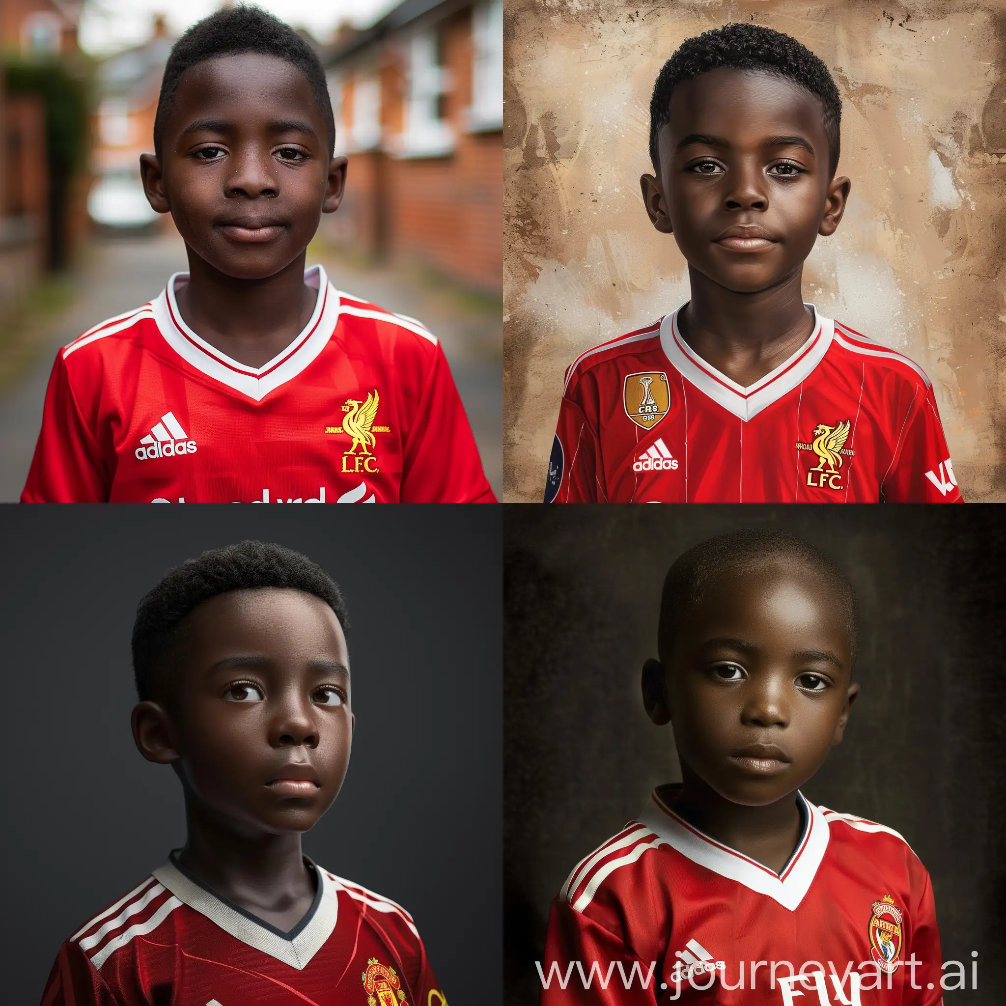 create a black boy in an arsenal jersey