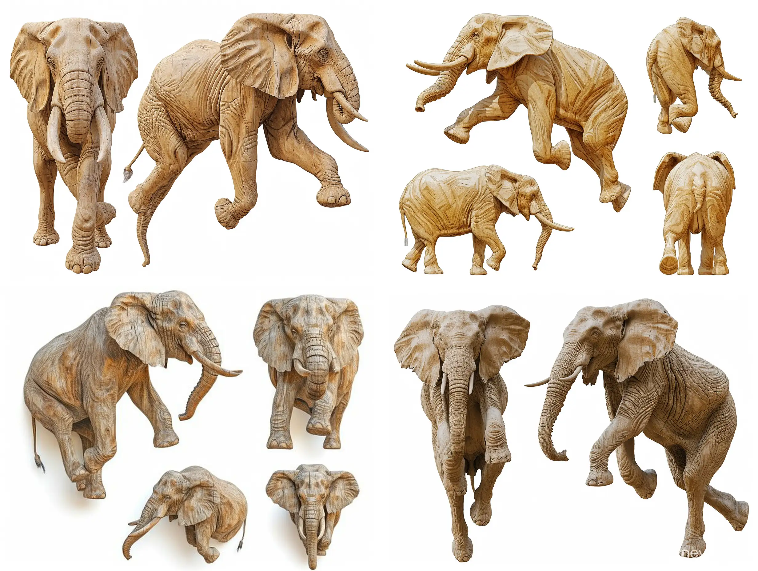 Dynamic-FullLength-Elephant-Wooden-Sculpture-8K-Ultra-Realistic-Carving