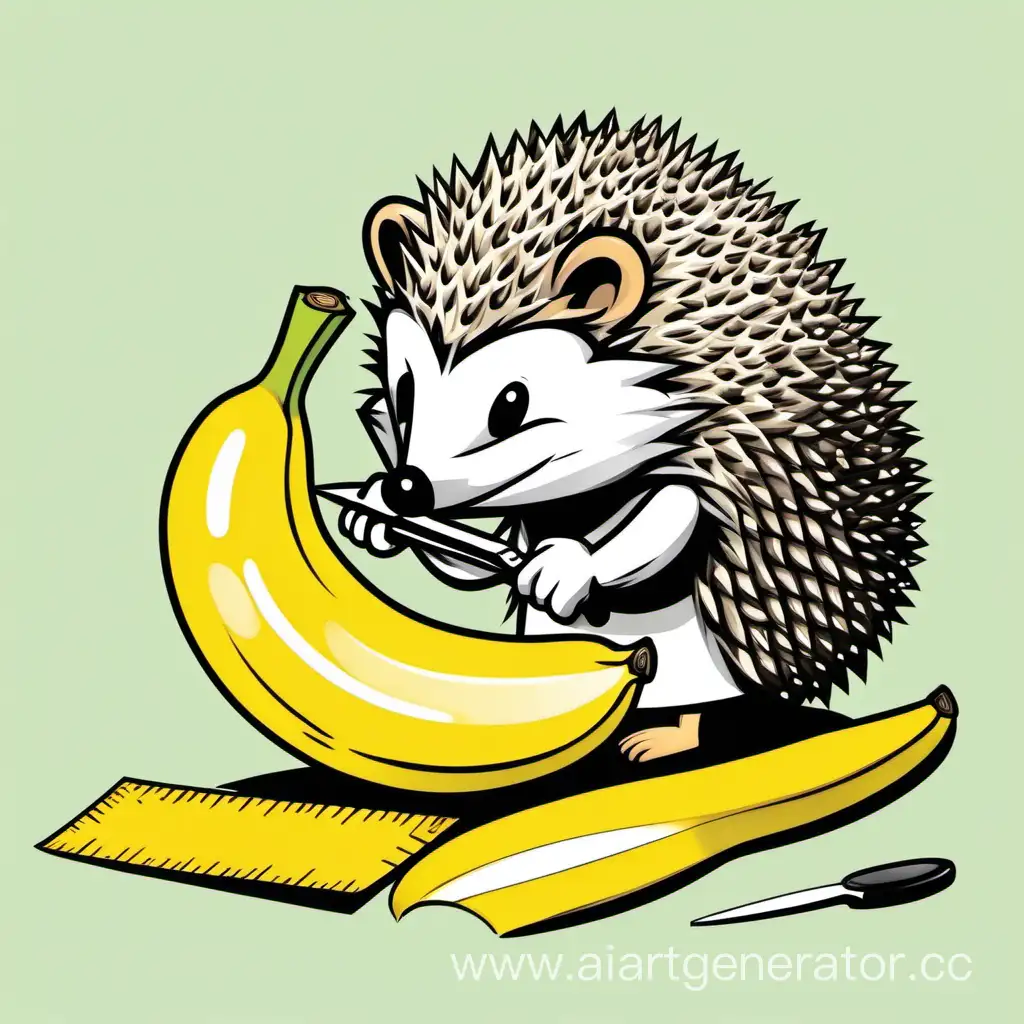 Hedgehog-Using-Scissors-to-Cut-Banana