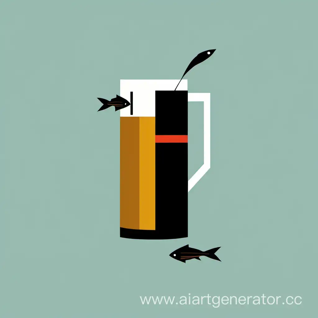 beer and fish minimalism suprematism