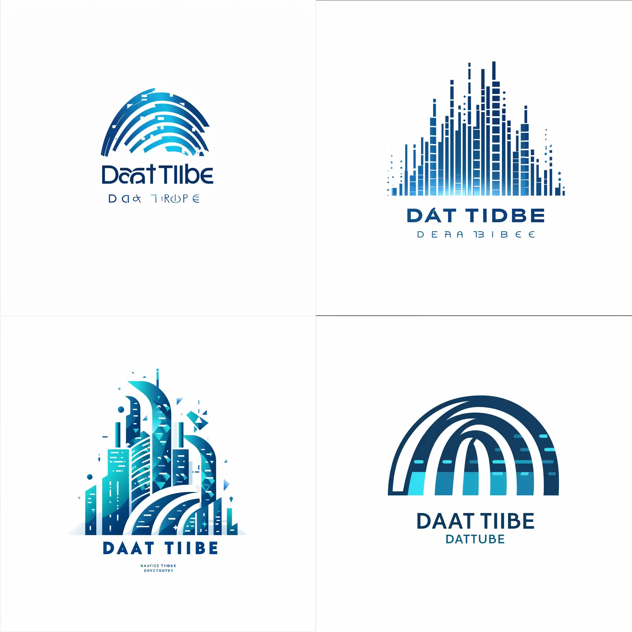 logo, technology delivery group for a fintech company, blue themed, modern, clean. the name is "Data Tribe", white background, vectorized, dynamic