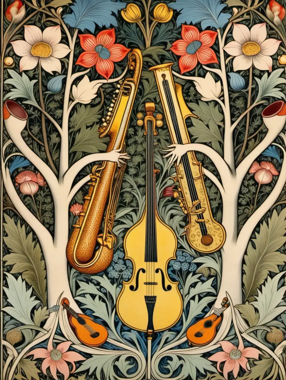 Enchanted Forest Symphony William Morris Inspired Floral Harmony