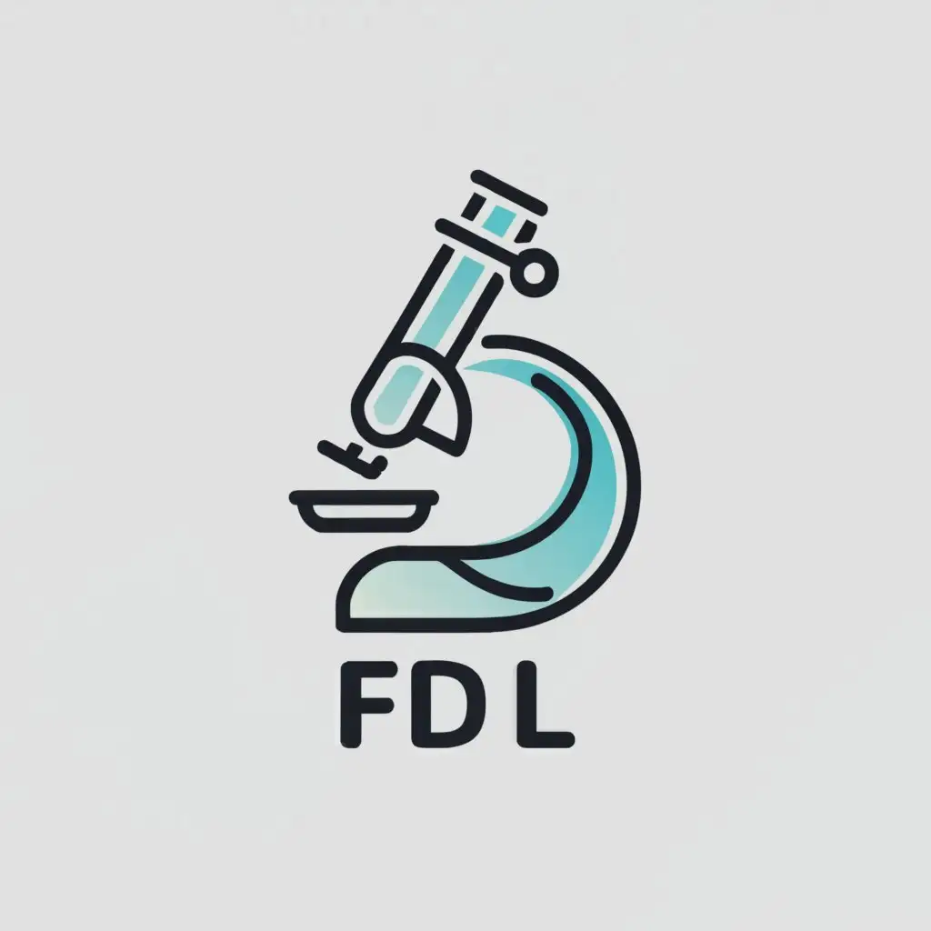 a logo design,with the text "F D L", main symbol:MICROSCOPE,Moderate,be used in Medical Dental industry,clear background