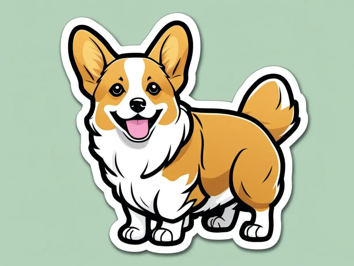 Playful Pembroke Welsh Corgi Dog Sticker for Pet Lovers