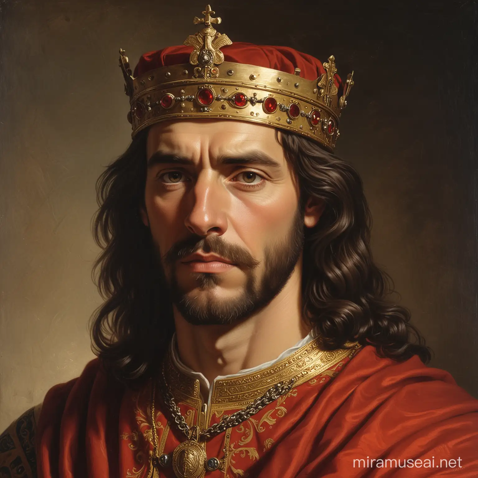Regal Portrait of the Spanish King in the 12th Century by John Waterhouse