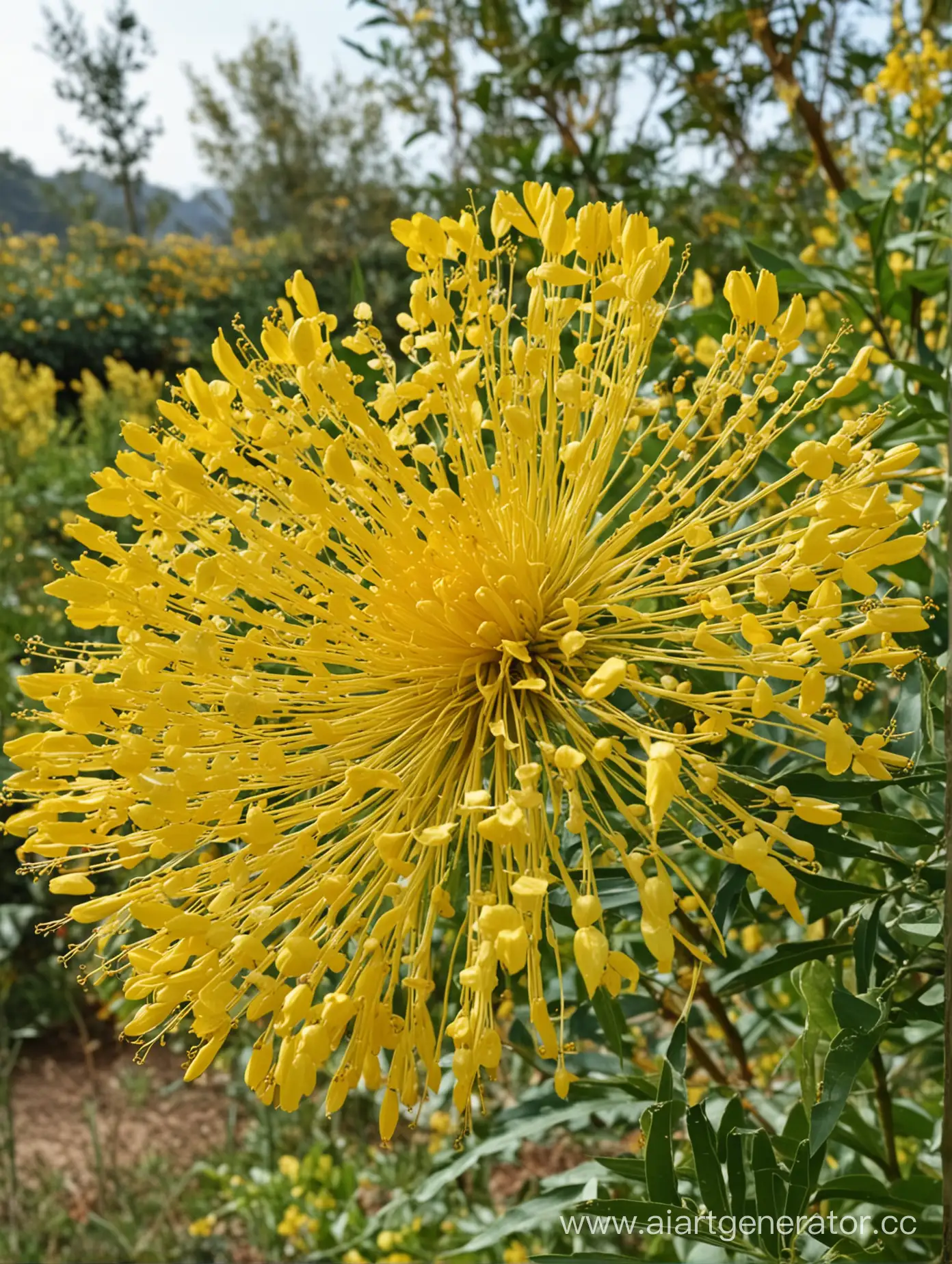 Vibrant-Acacia-Yellow-Big-Flower-Closeup-Amidst-Lush-Greenery-in-8K-Resolution