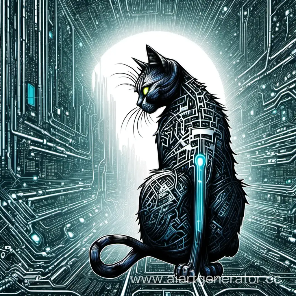 Contemplative-Cyber-Cat-in-Digital-Space