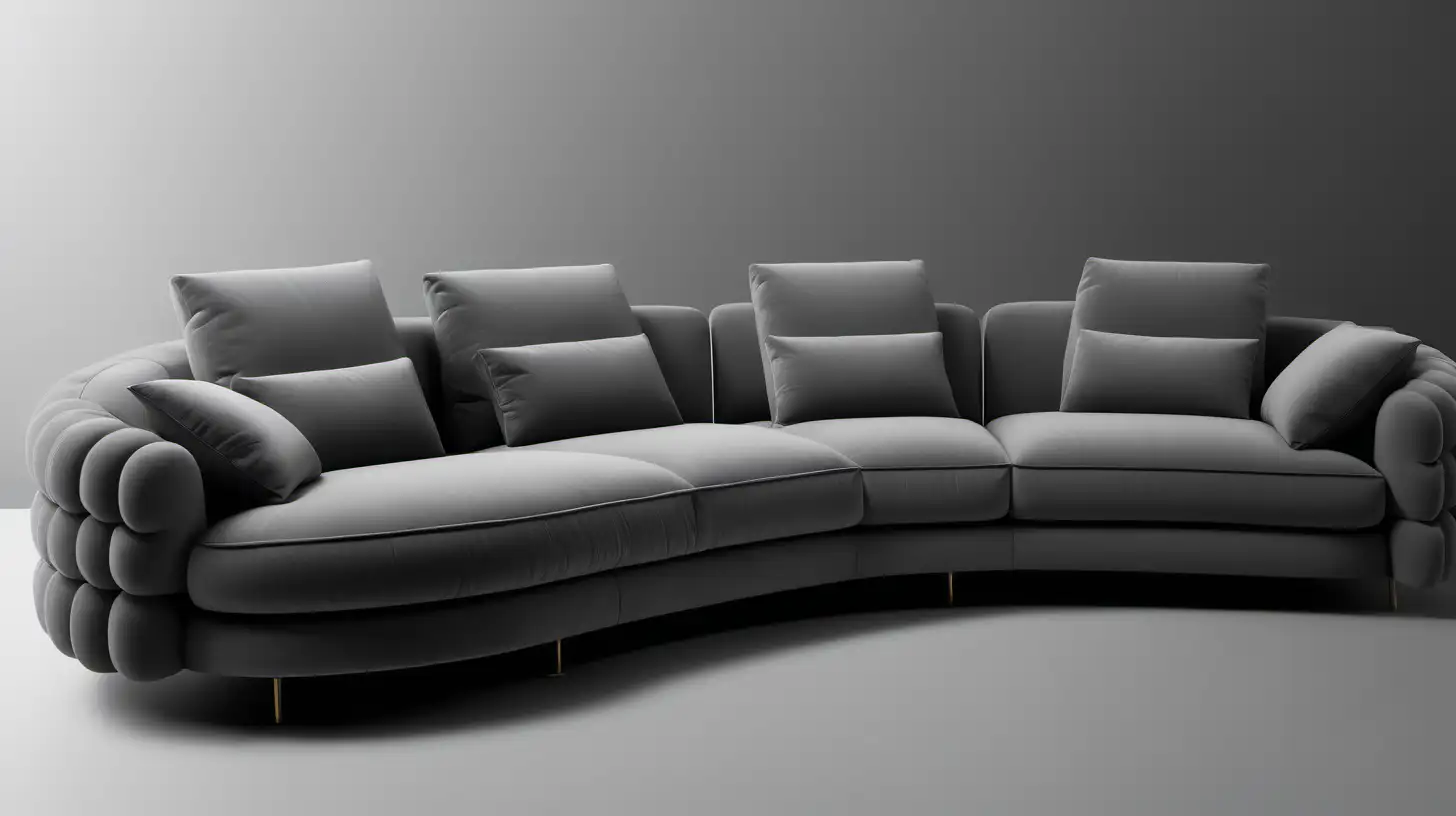 Italian Anthracite ThreeSeater Sofa with PShaped Arms and CloudLike Sleeve Design