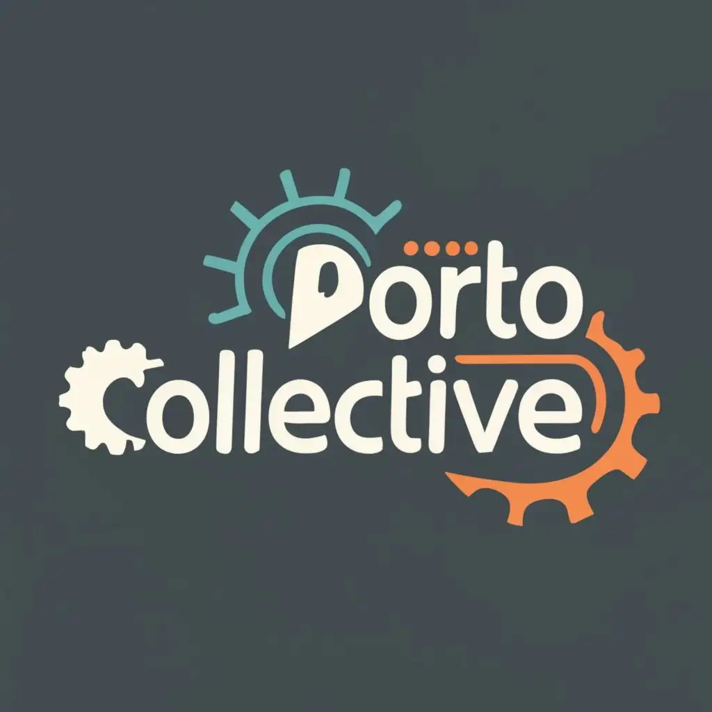 logo, flywheel of growth, with the text "Porto Collective", typography, be used in Internet industry