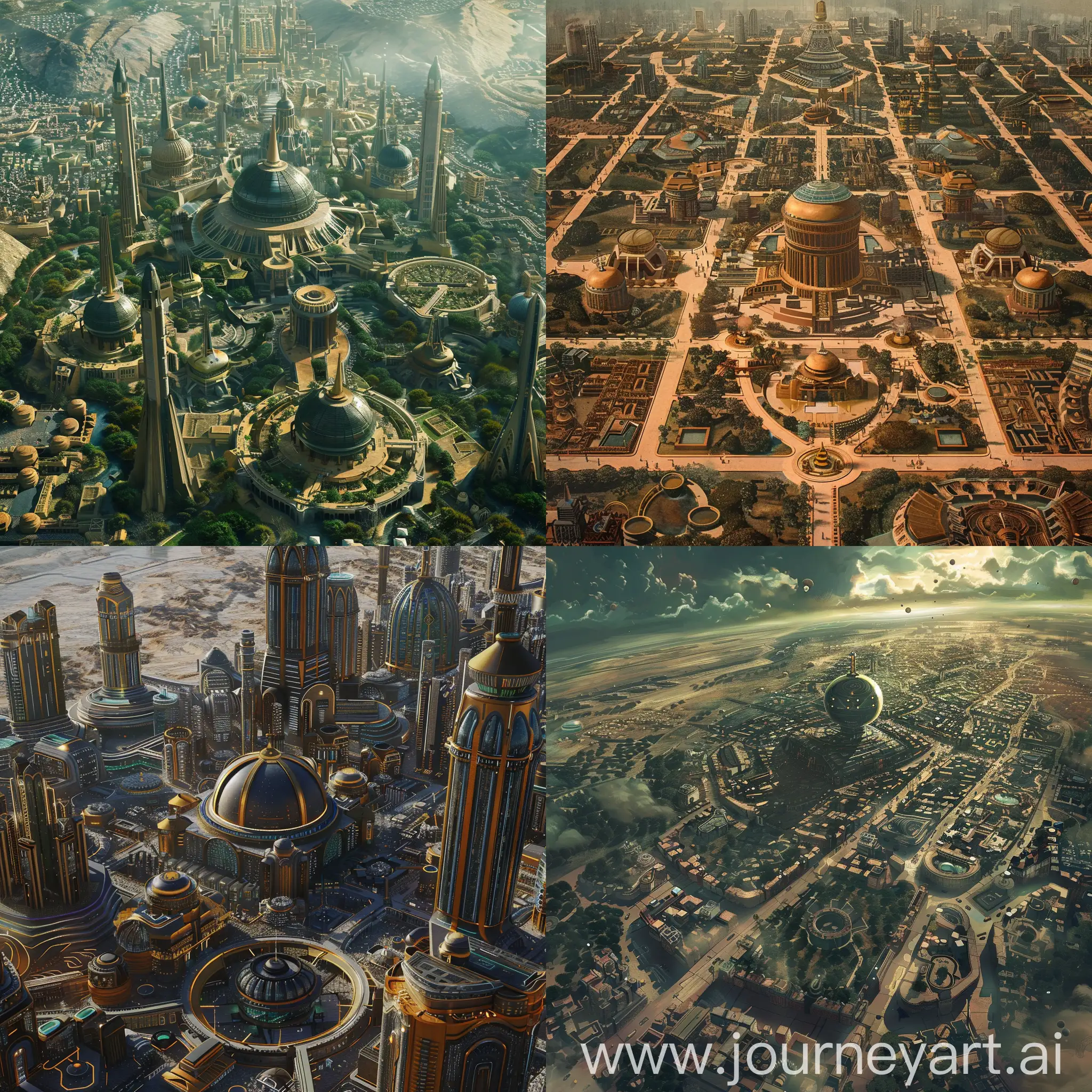 Futuristic-Afrocentric-Capital-Cityscape-Aerial-View