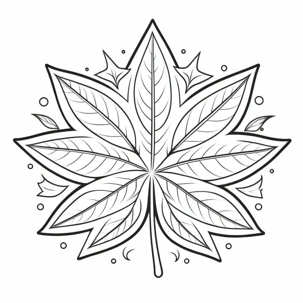 coloring book for kids, beautiful star leaf, clean line art