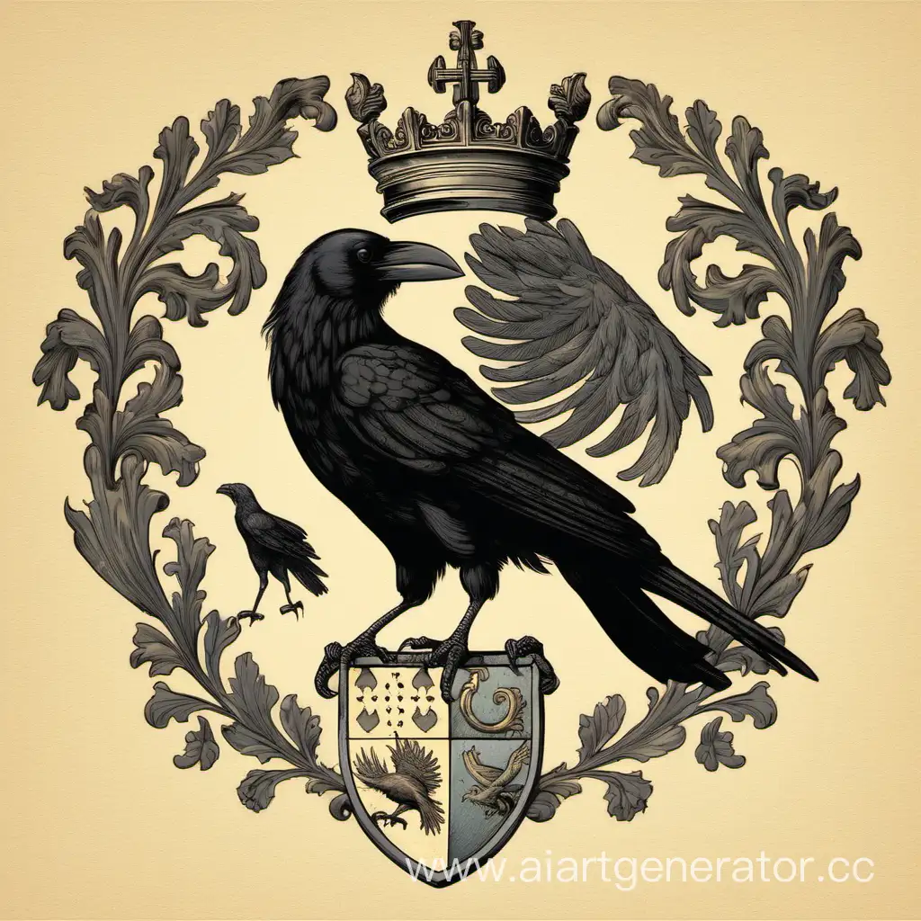 Regal-Coat-of-Arms-Featuring-Majestic-Crow-Heraldic-Symbolism