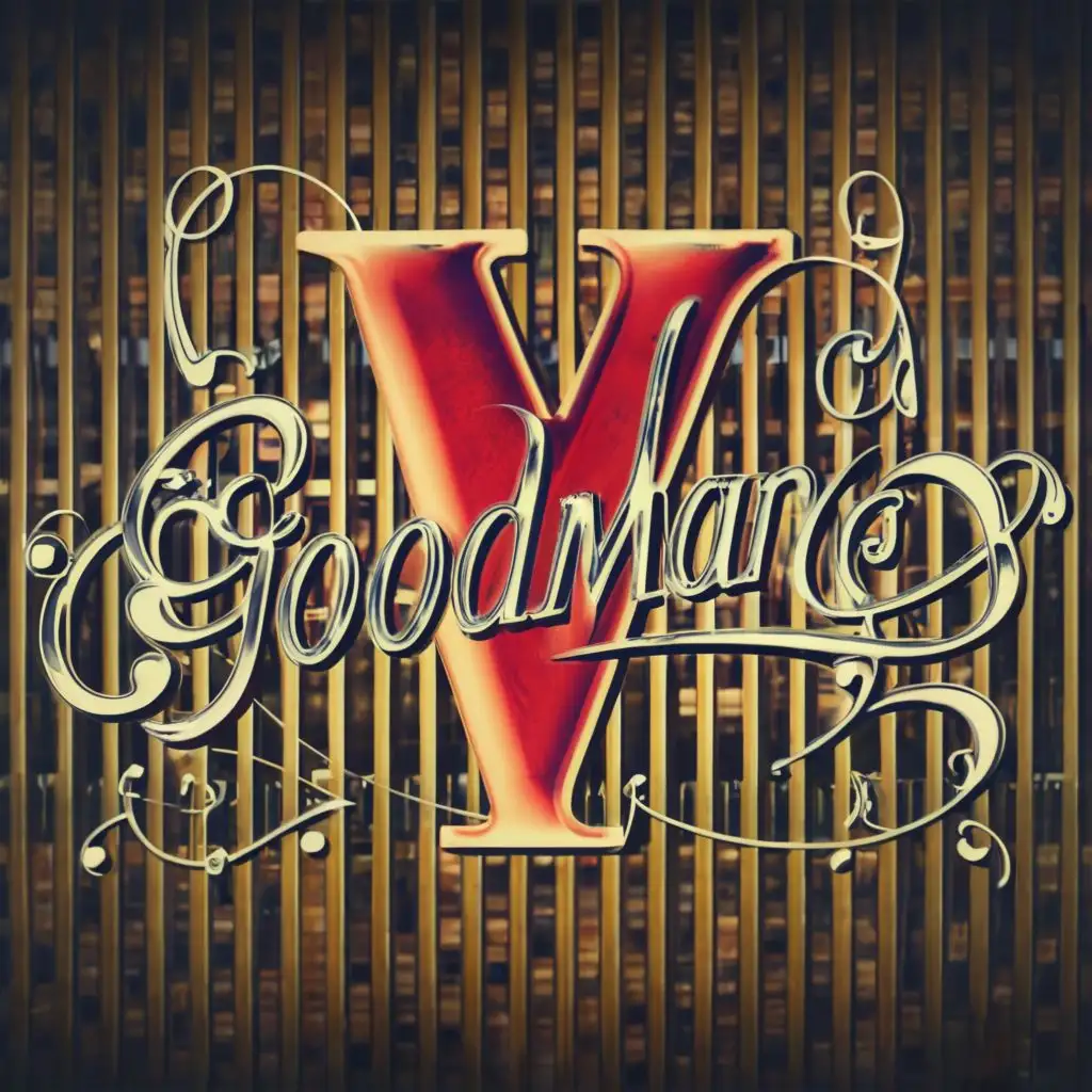 LOGO-Design-For-Goodman-Dynamic-Red-and-Chrome-V-Typography-for-the-Music-Industry
