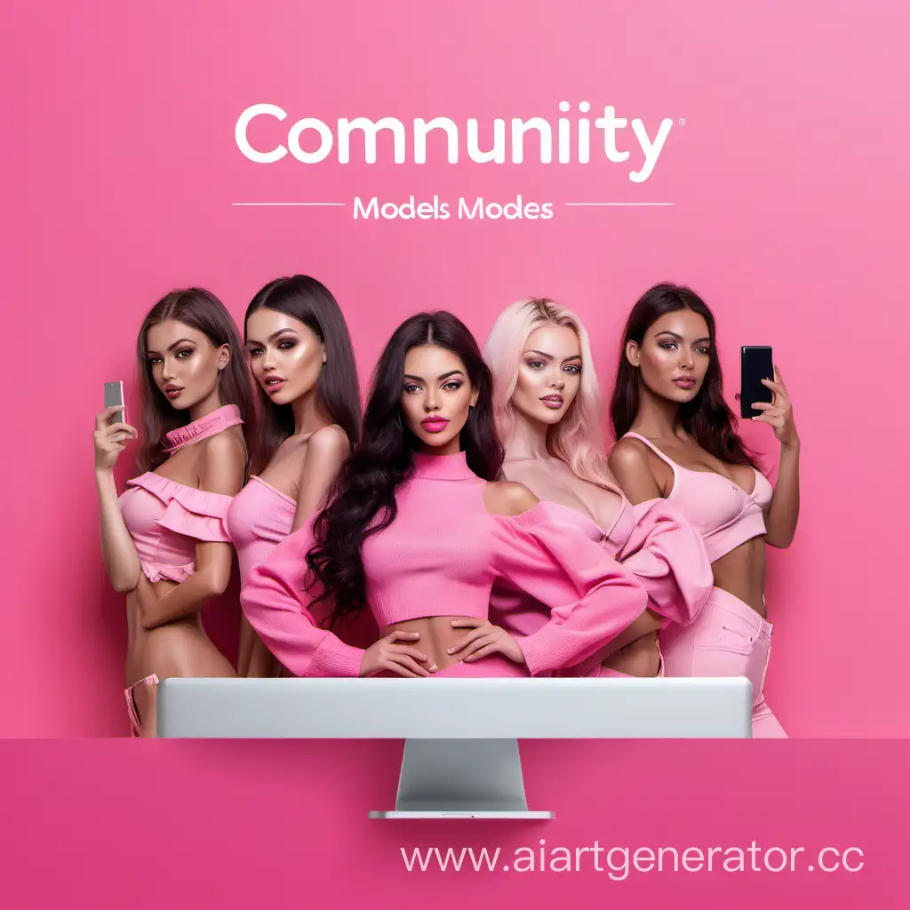 обложка для сообщества про онлайн моделей в розовом стиле