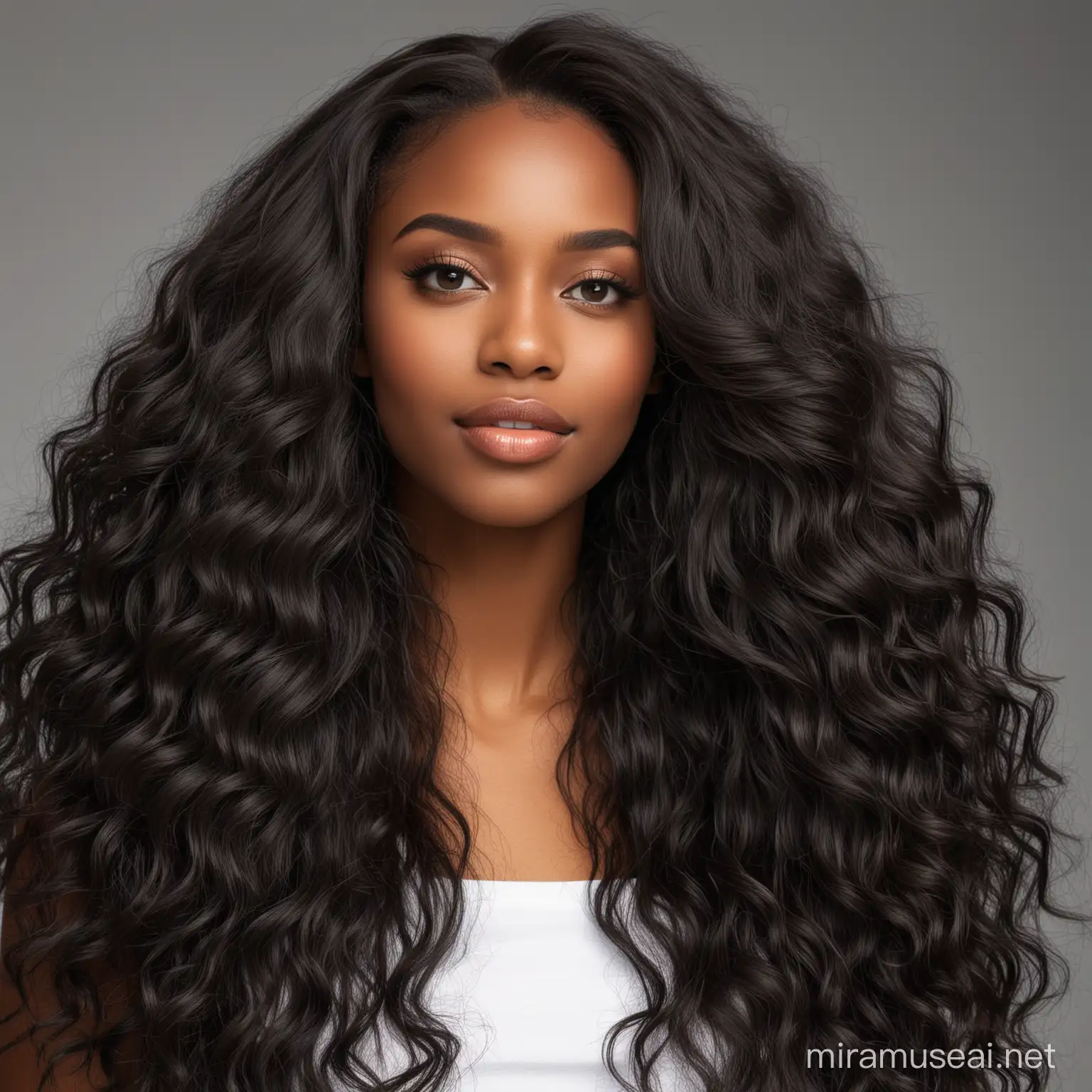 beautiful black girl with long wavy hair