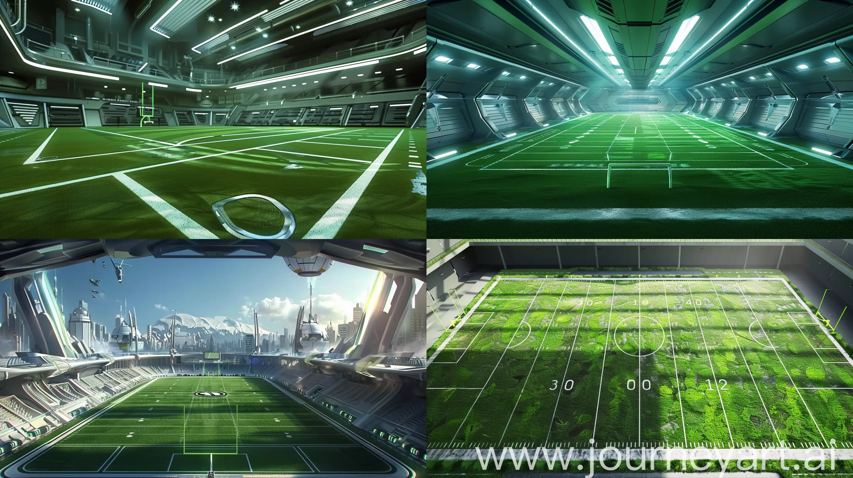 futuristic football field, fantasy style, realistic --ar 16:9