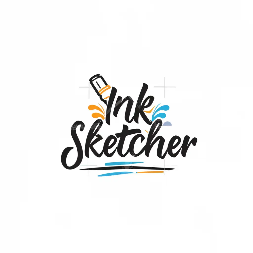 a logo design,with the text "ink sketcher", main symbol:Check spelling, printed, ink sketcher, innovative, micron pen, colorful, ,Minimalistic,be used in Legal industry,clear background