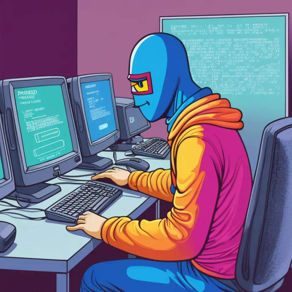 Cybersecurity Training Computer Man Entering Colored Password Security Course