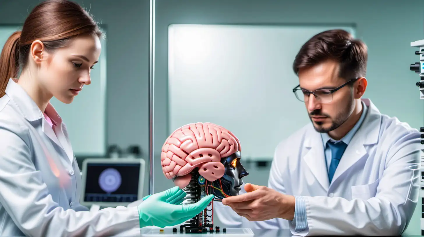 Scientists Manipulating Robot Brain and Head in Laboratory