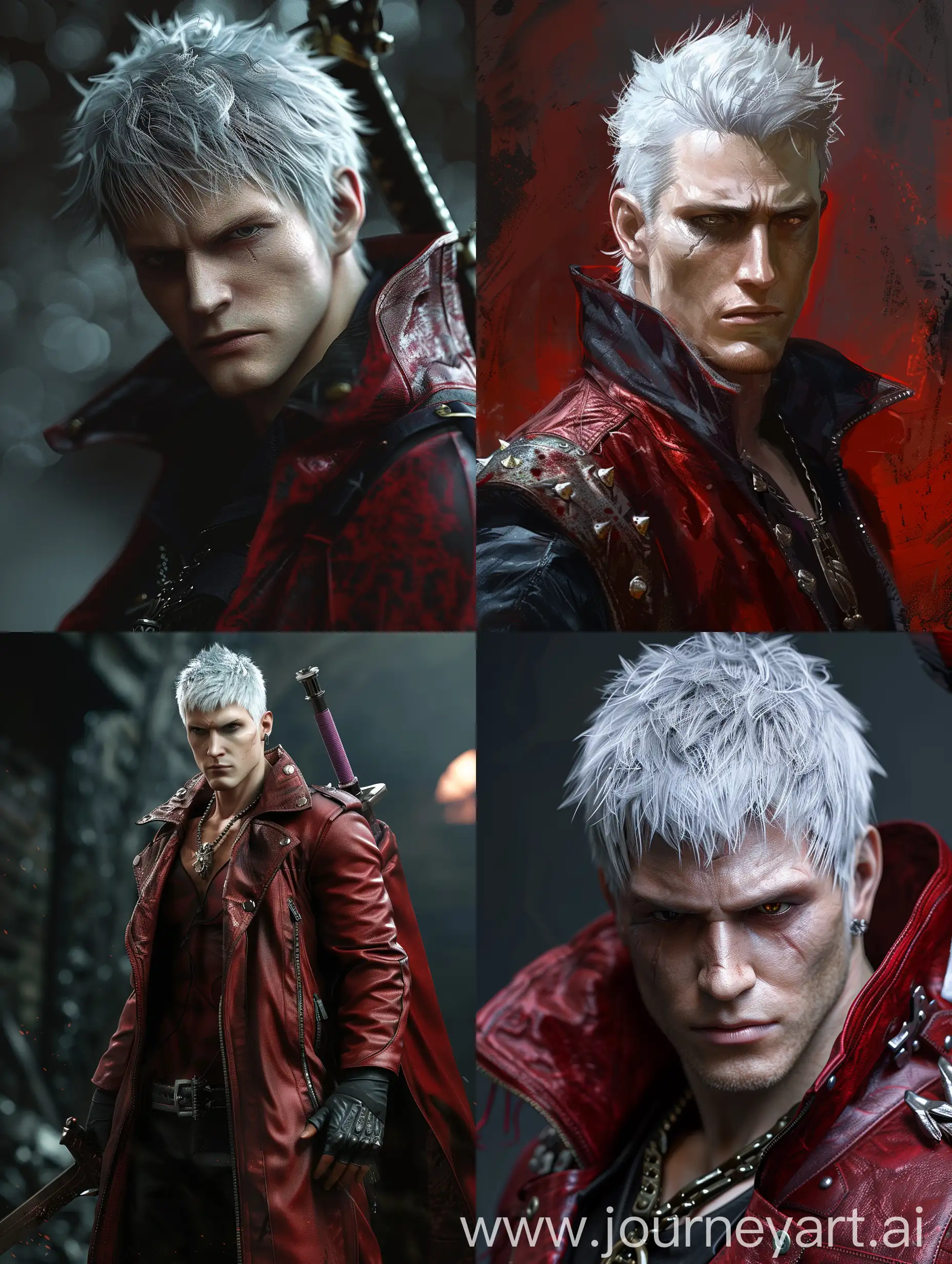 Virgil from the game" Devil May Cry" in realistic style 