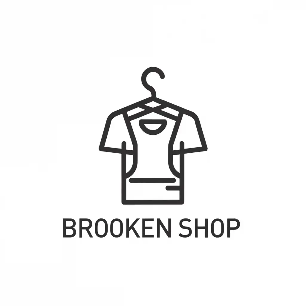 a logo design,with the text "BROKEN SHOP", main symbol:clothing,Minimalistic,be used in Retail industry,clear background