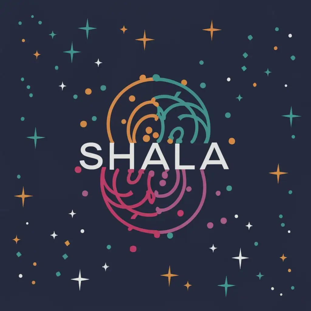 a logo design,with the text "shala", main symbol:space music dance future,Minimalistic,clear background