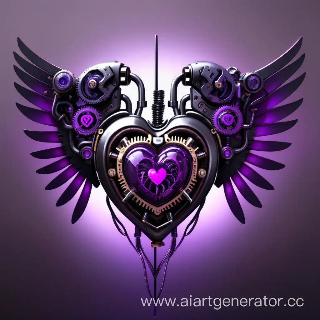 Cyberpunk-Mechanical-Heart-with-Wings-in-Black-and-Purple