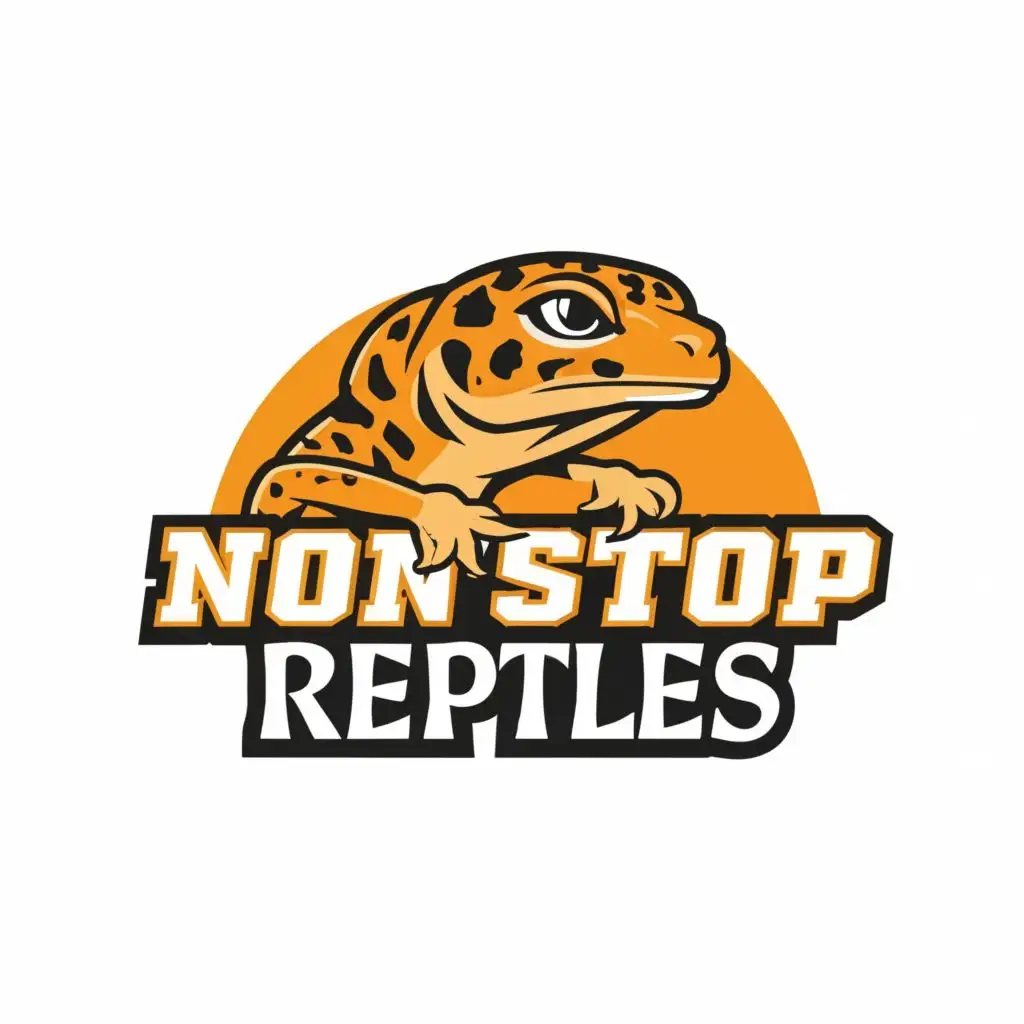 logo, Leopard Gecko, with the text "Non Stop Reptiles", typography, be used in Retail industry