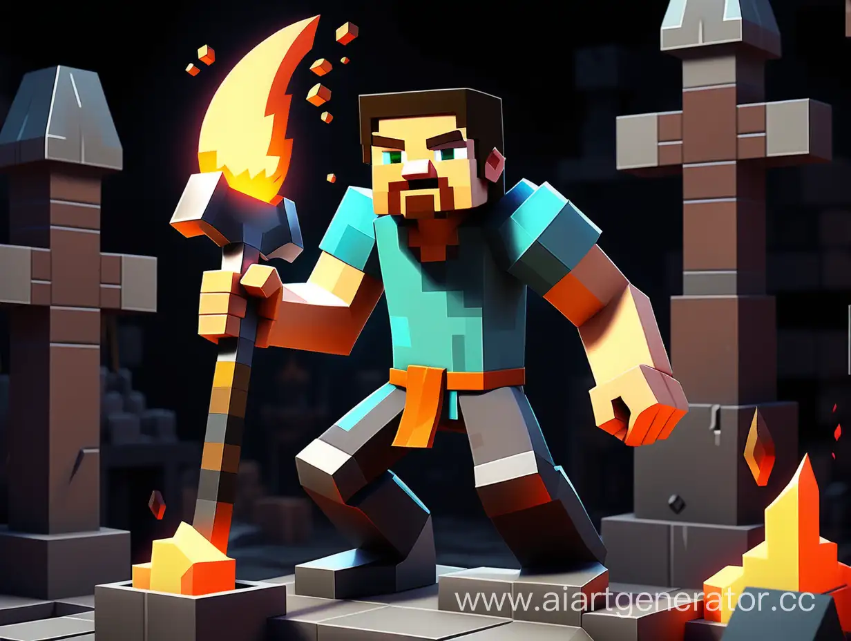 Minecraft-Blacksmiths-Tragic-Forge-Explosion-Katinka-with-Herobrine-Reference
