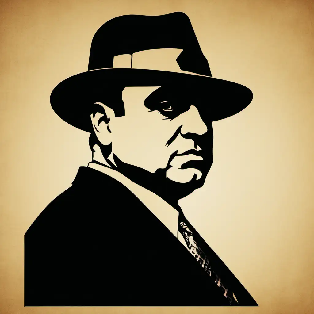 Silhouette of Al Capone Classic Gangster Profile Portrait