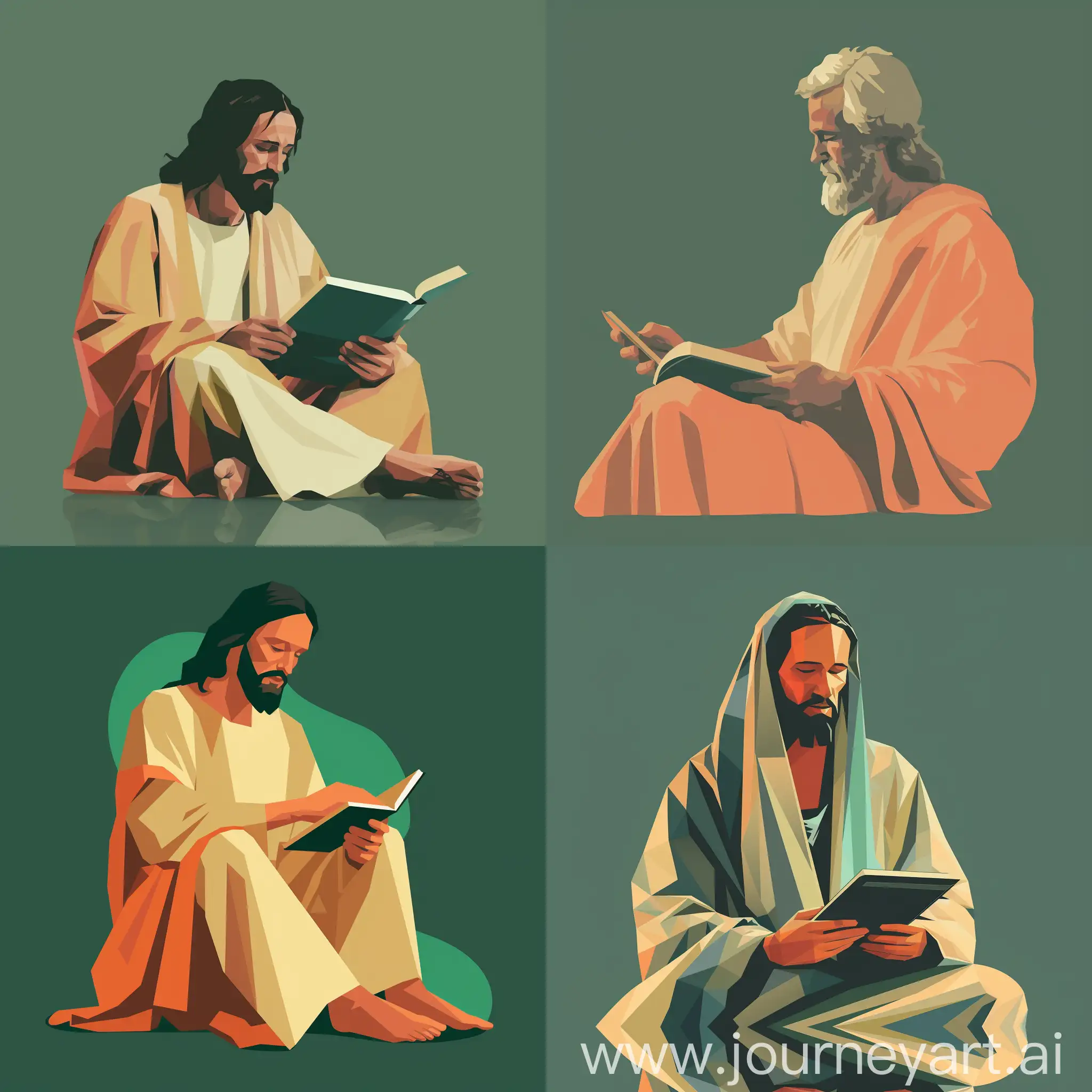 Friendly-Jesus-Christ-Therapist-with-Tablet-and-Bible-in-Paula-Tropello-Style