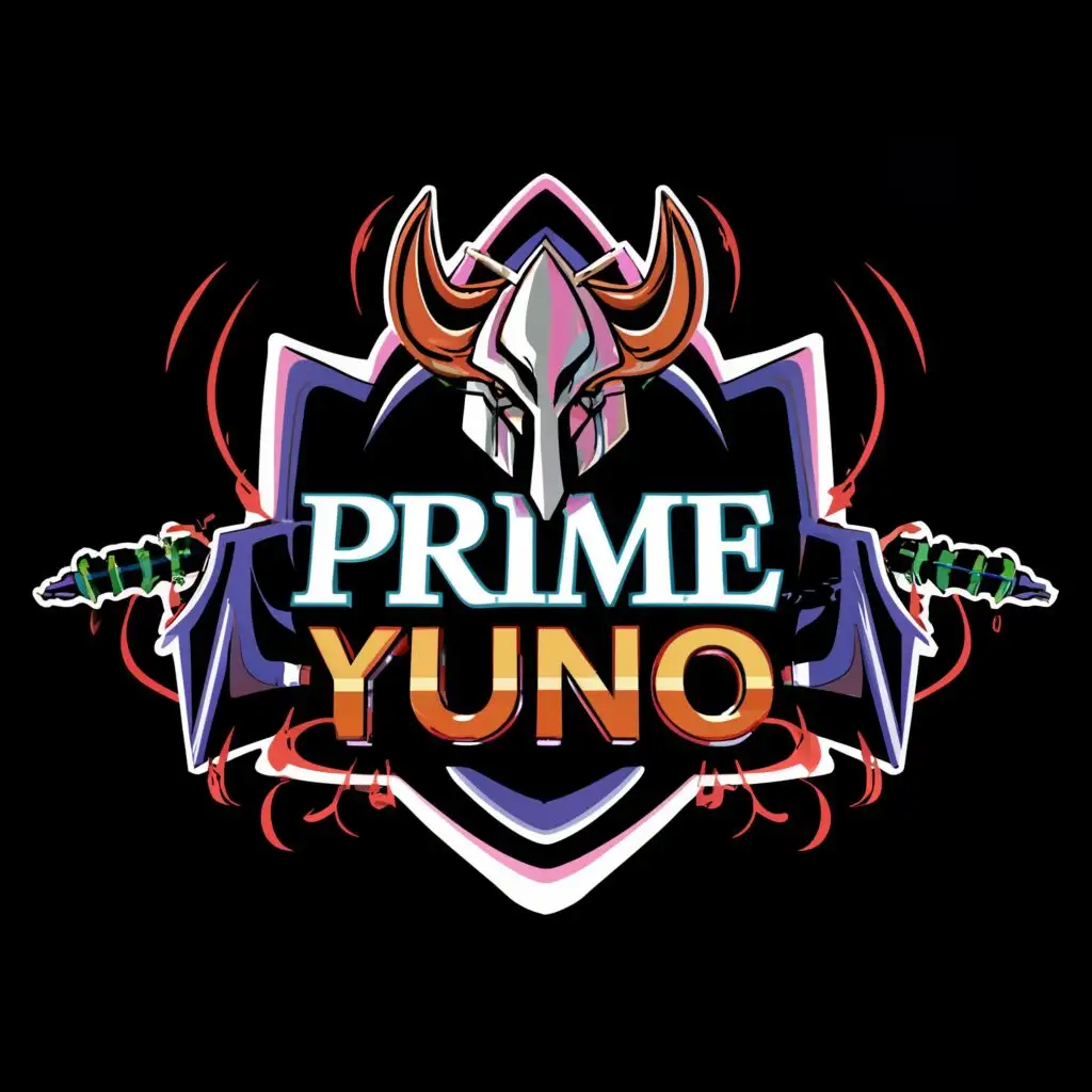 logo, gaming, with the text "Prime Yuno", typography