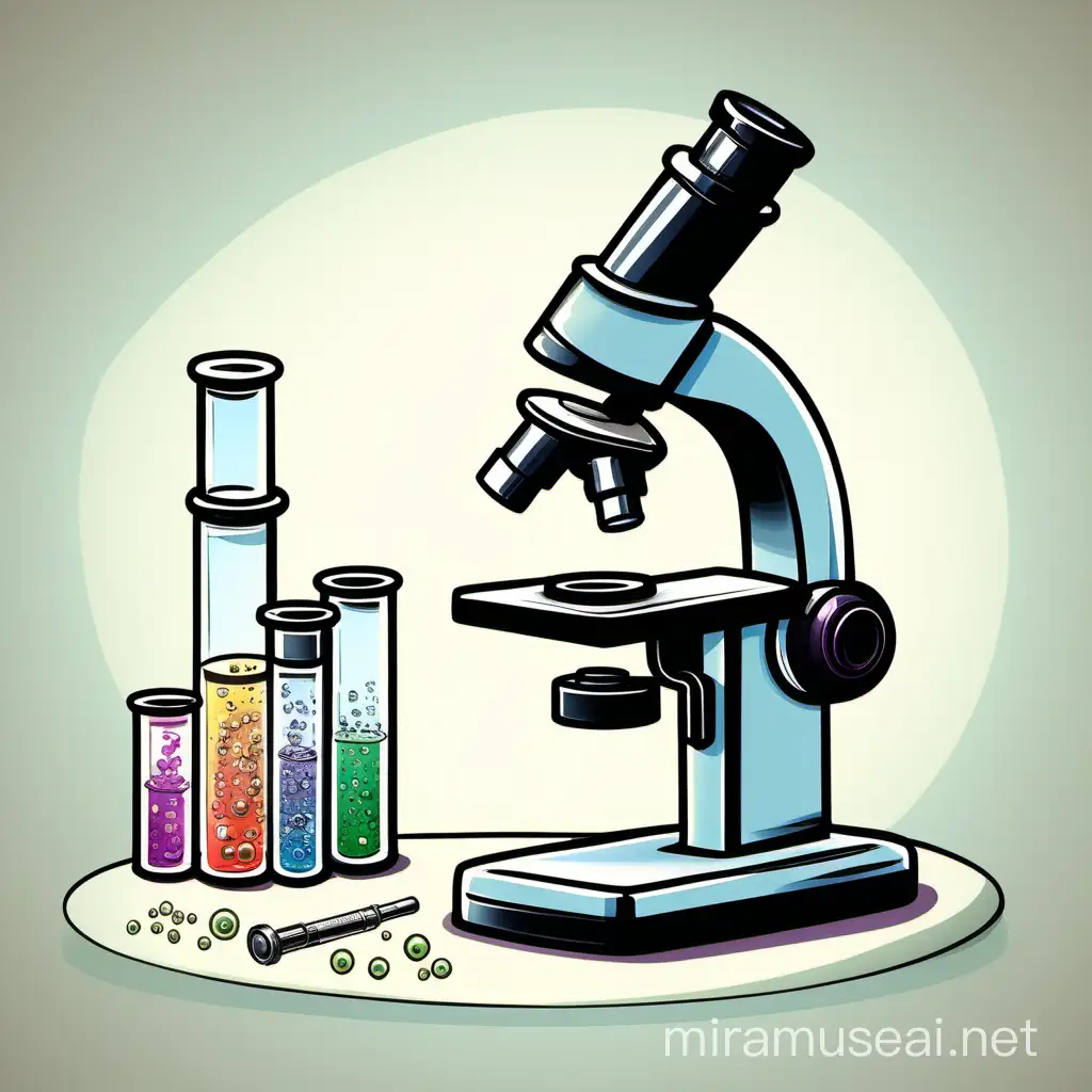 Colorful Cartoon Microscope Illustration for Science Education