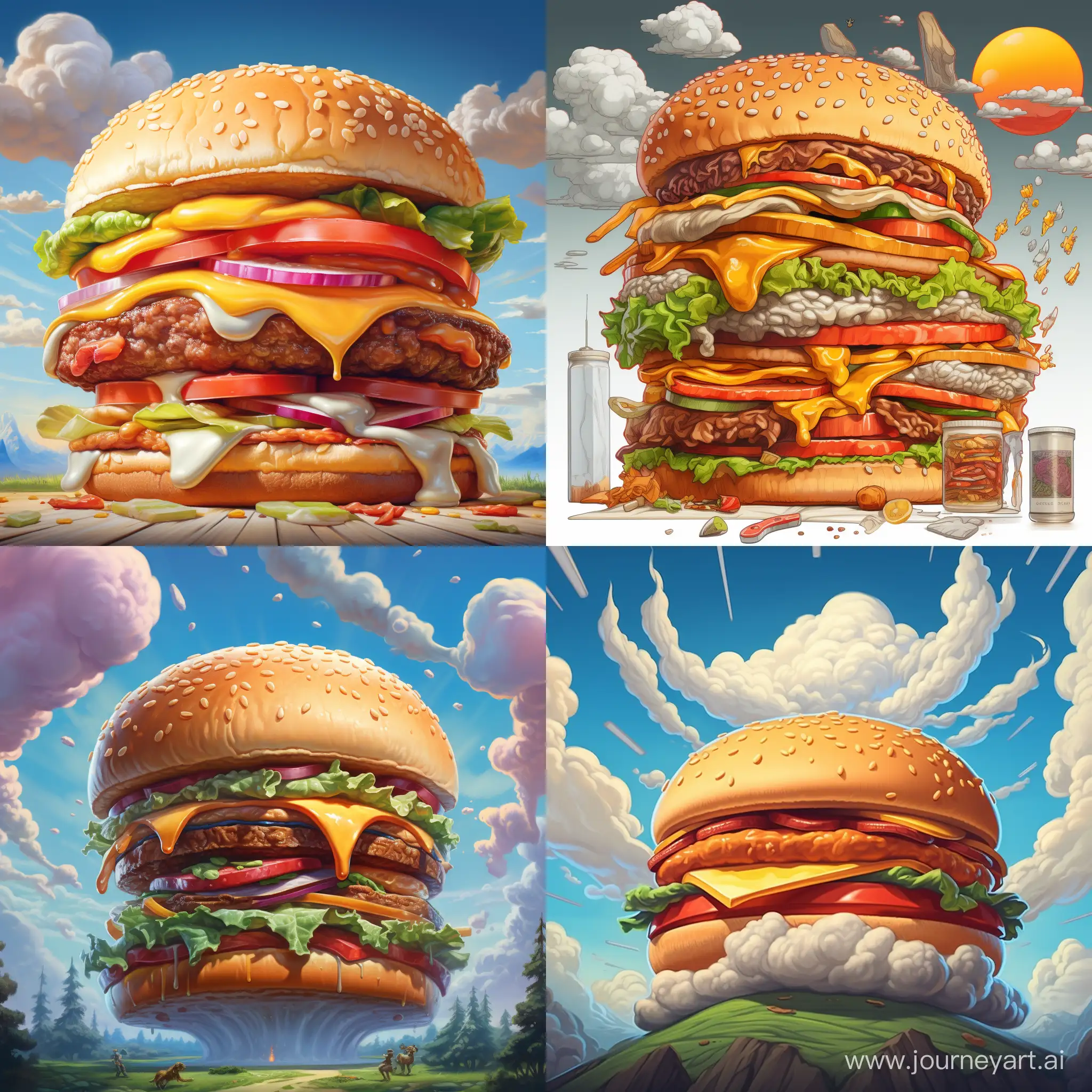 Delicious-CloudDrawn-Burger-Whimsical-Art-with-Mouthwatering-Charm