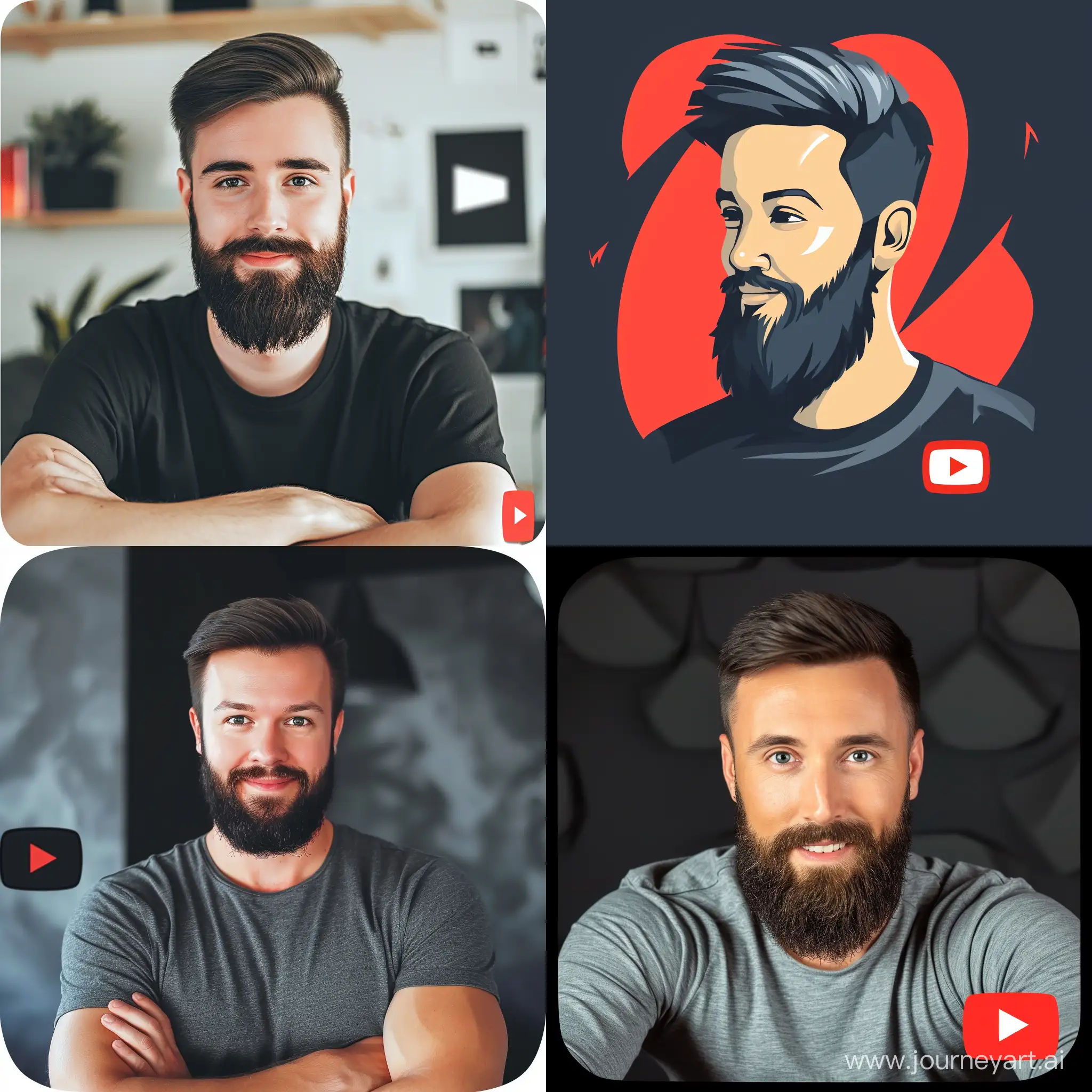 Успешный и современный парень с бородой , логотип для ютуба 