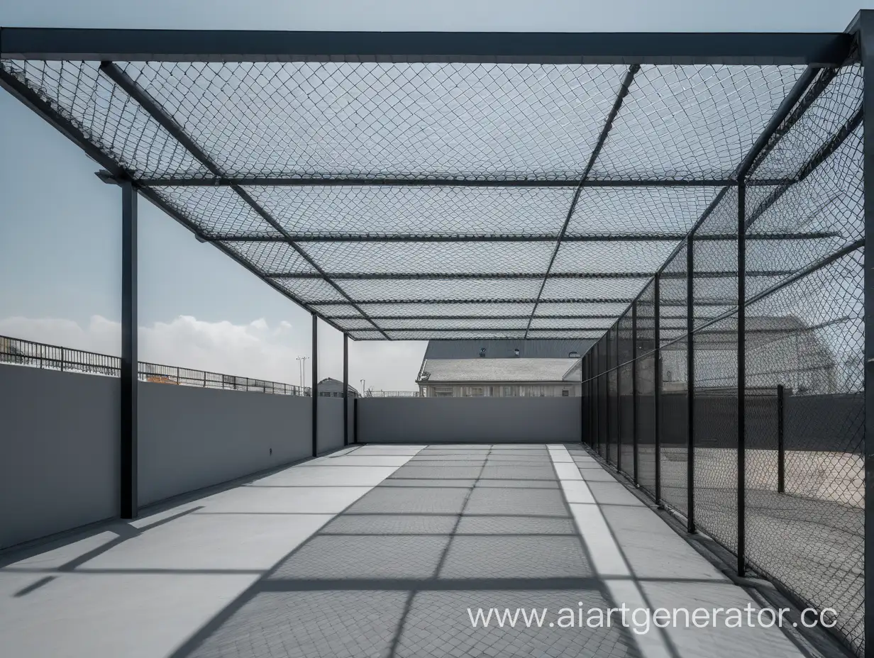 Tranquil-Urban-Roofscape-with-Metal-Fence-and-Architectural-Structure