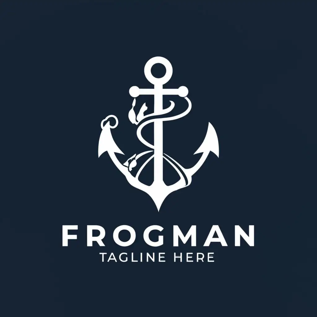 LOGO Design For Frogman Bold Navy Anchor and Wheel Emblem on Clean ...