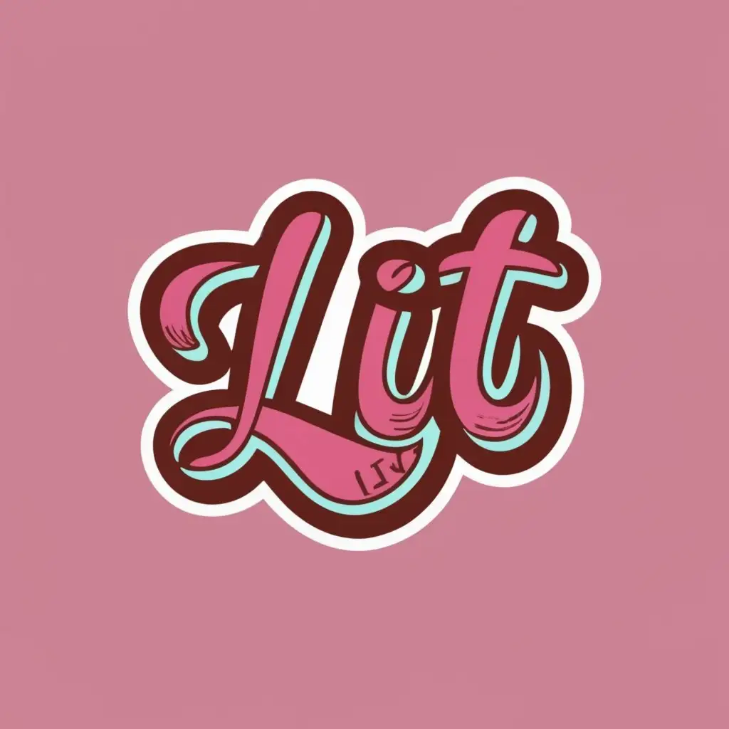 logo, "LIT" in gothic kawaii font and Valentine's Day accents in color, with the text "LIT", typography, be used in Entertainment industry