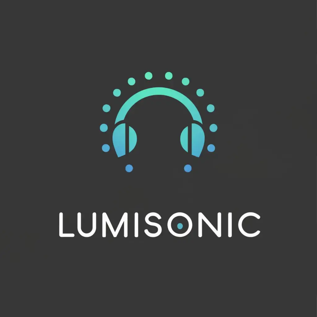 a logo design,with the text "LUMISONIC", main symbol:headphone and dots,Moderate,clear background