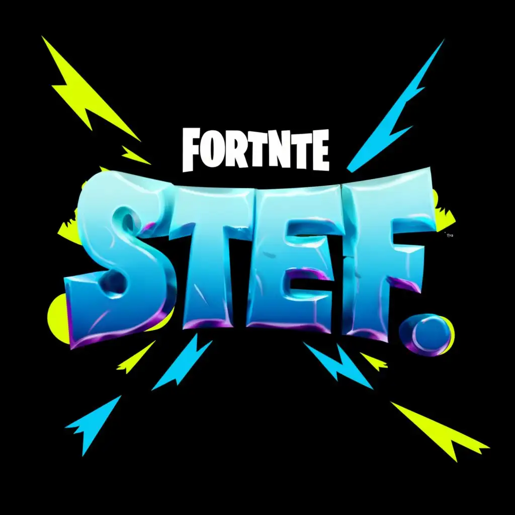 logo, fortnite, with the text "stef", typography